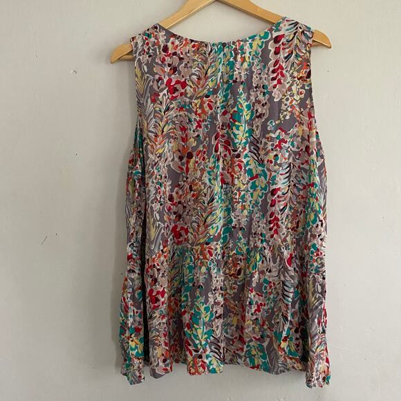 Chic Soul Womans Sleeveless Abstract Floral Top Blouse SZ‎ 1X Summer Beach Flowy - Picture 6 of 8